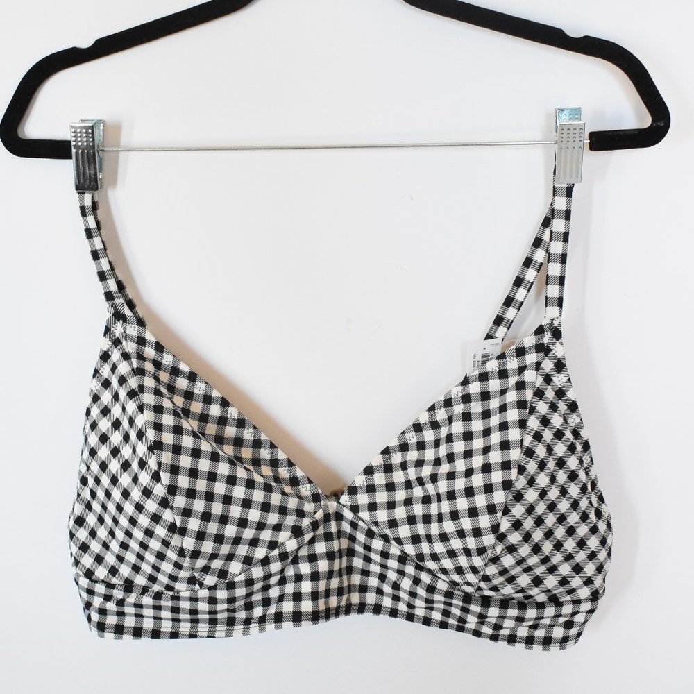 Black White Gingham Triangle Swim Top